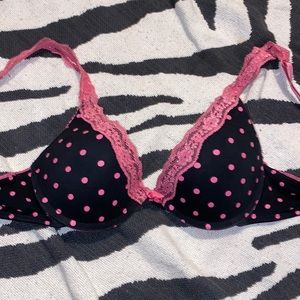 y2k 32B pink & black push up bra